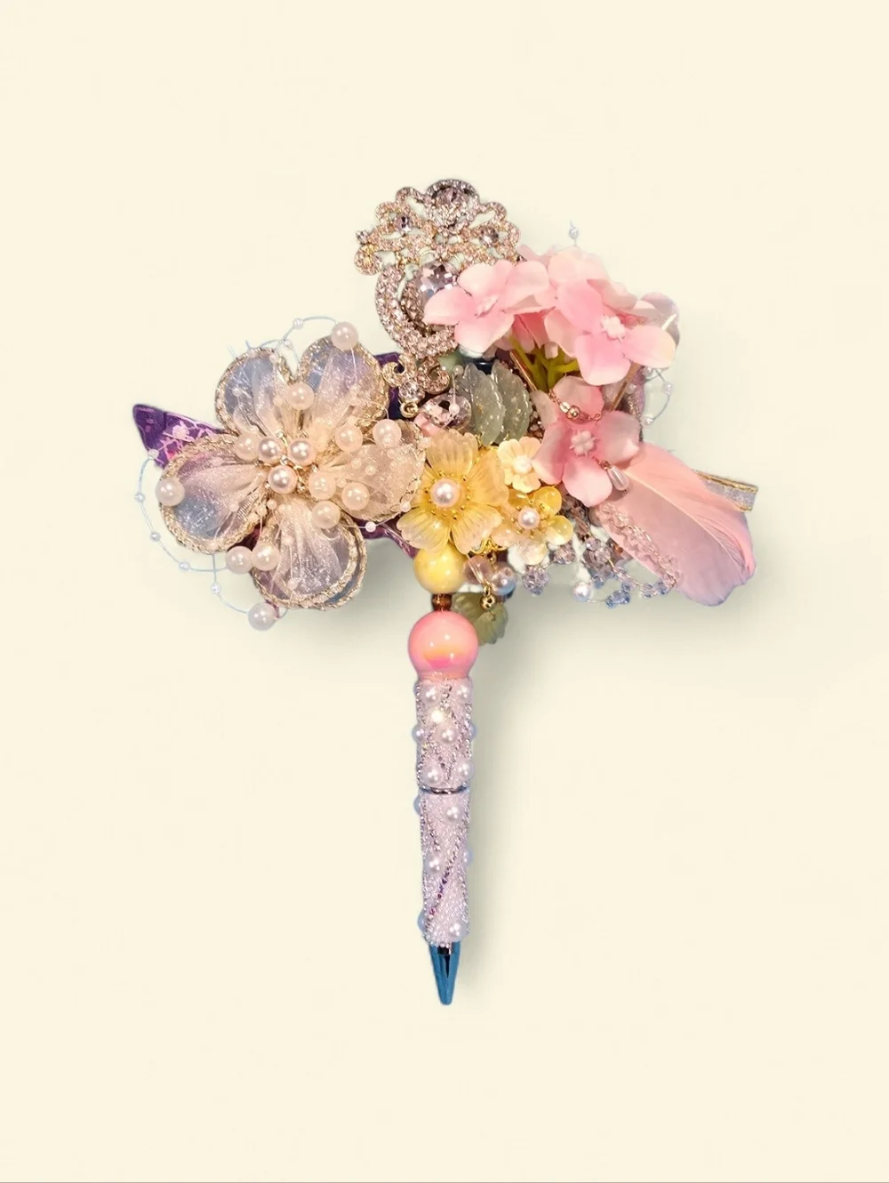 Pink Floral Embellished Gel Pen by